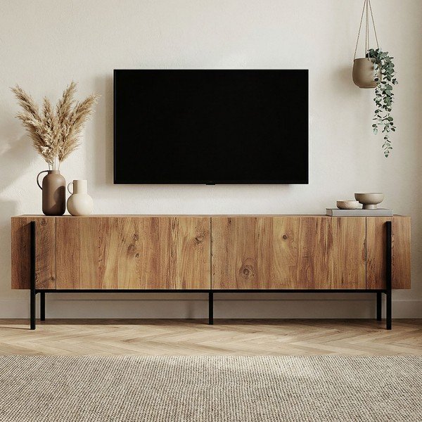 TV stolek v dekoru borovice v přírodní barvě 180x45x30 cm Nexus – Kalune Design-image-3