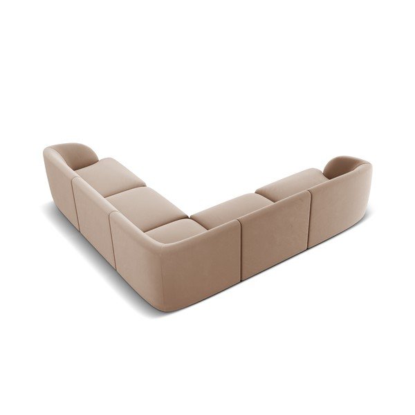 Béžová sametová rohová pohovka Miley  – Micadoni Home-image-3