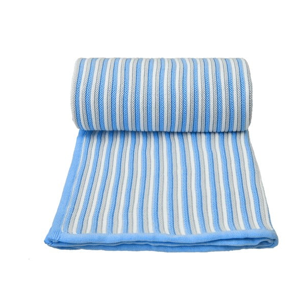 Modro-bílá pletená dětská deka s podílem bavlny T-TOMI Spring, 80 x 100 cm
