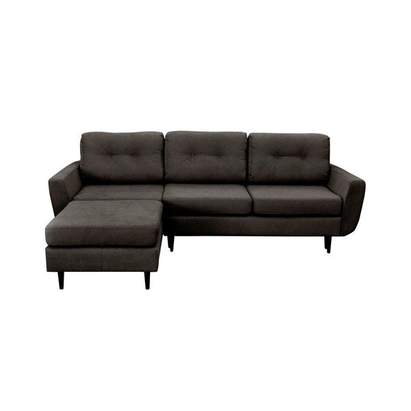 Tmavě šedá rozkládací pohovka s černými nohami Mazzini Sofas Hortensia, levý roh