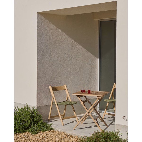 Dřevěná zahradní židle v zeleno-přírodní barvě Dandara – Kave Home-image-3