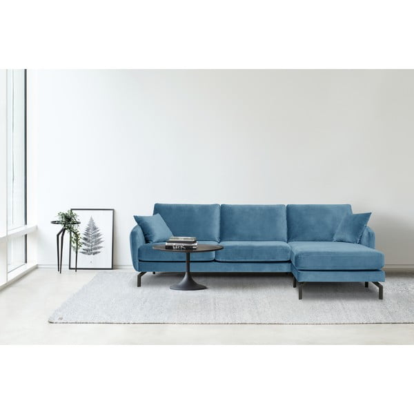 Modrá sametová rohová pohovka (pravý roh) Magic - Scandic-image-1