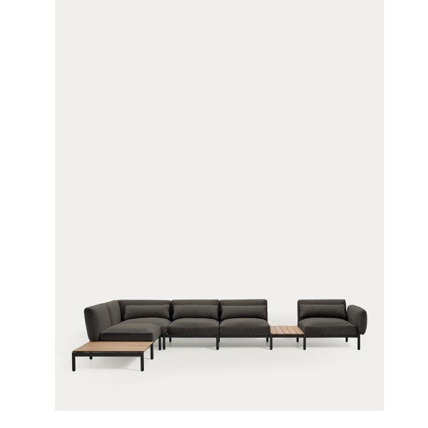 Tmavě šedá čalouněná zahradní pohovka (levý roh) Sorells – Kave Home-image-4
