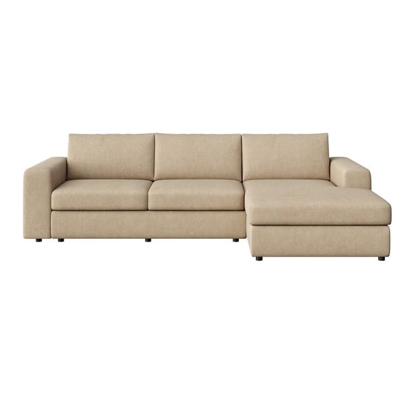 Světle hnědá sametová rohová pohovka (pravý roh/s lenoškou) Baga – Rodier