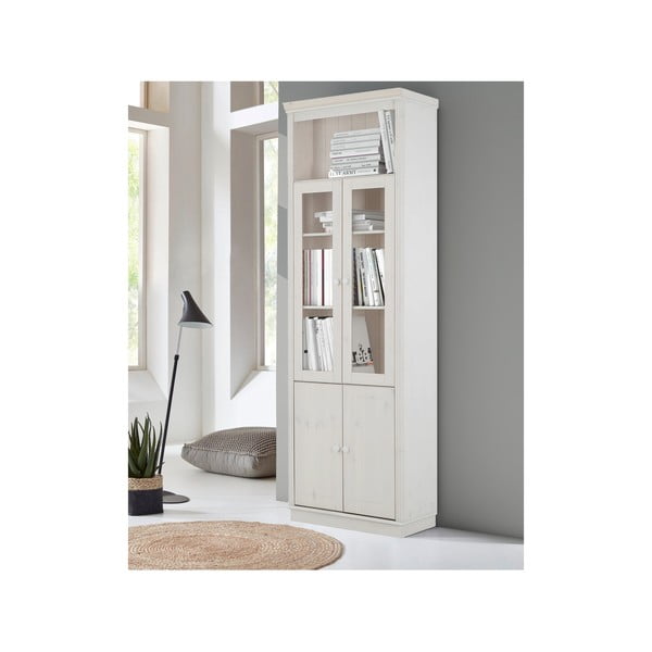 Bílá vitrína z borovicového dřeva 74x223 cm Anita – Støraa-image-3