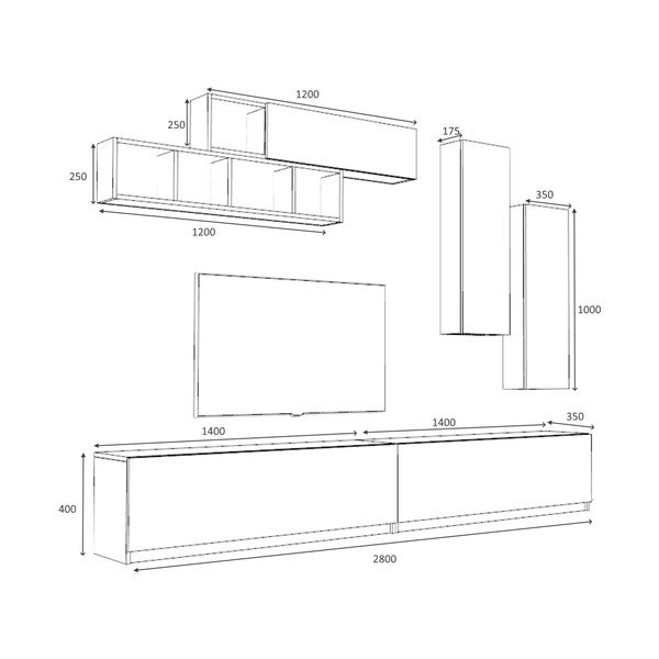 Bílý TV stolek 140x40 cm Dona – Gauge Concept-image-3