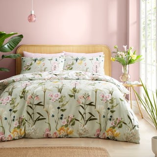 Světle zelené bavlněné povlečení na dvoulůžko 200x200 cm Exotic Floral – RHS