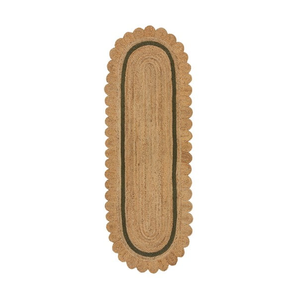 Tmavě zelený/v přírodní barvě ručně tkaný jutový běhoun 80x230 cm Grace Green – Flair Rugs