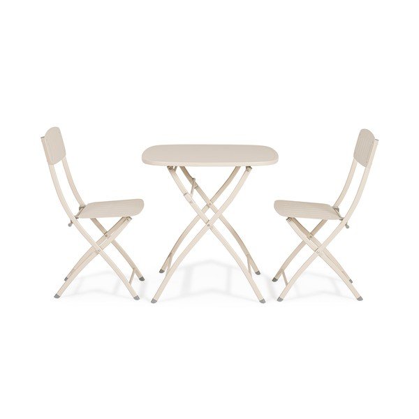 Béžový ocelový zahradní jídelní set pro 2 Yvonne – Bizzotto