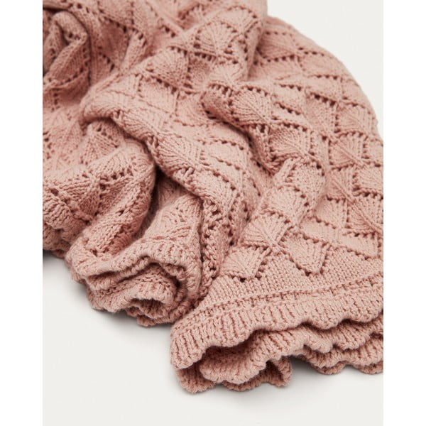 Růžová bavlněná pletená dětská deka 70x100 cm Ria – Kave Home-image-1