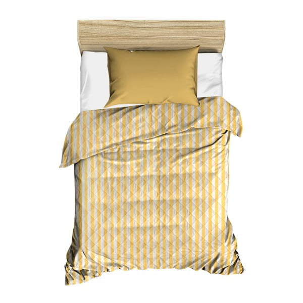 Žlutý prošívaný přehoz přes postel Amanda, 160 x 230 cm