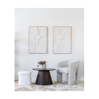 Bílý taburet z textilie bouclé Medford – House Nordic