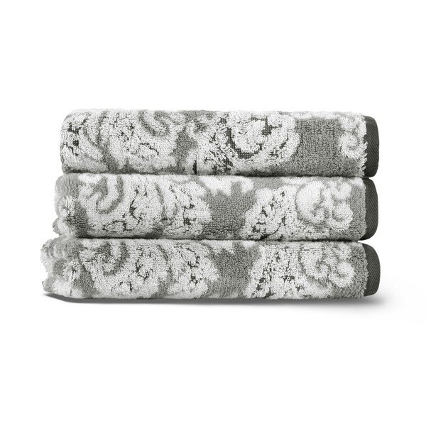 Šedý bavlněný ručník 33x33 cm Damask – Foutastic-image-1