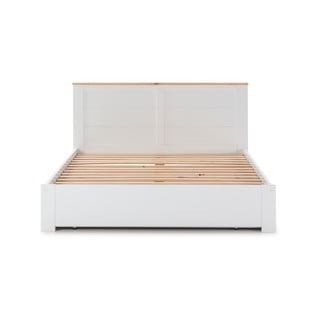 Bílá dvoulůžková postel s roštem a úložným prostorem Marckeric Gabi, 160 x 200 cm