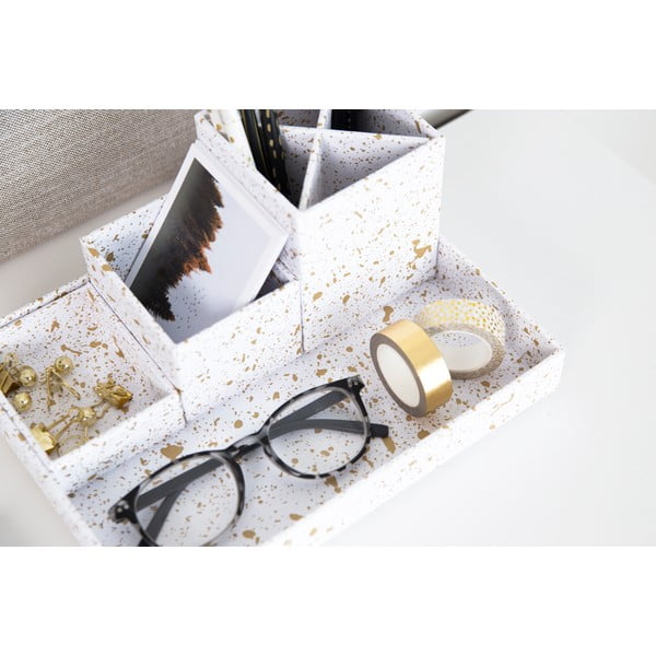 4dílný stolní organizér ve zlato-bílé barvě Bigso Box of Sweden Lena-image-3