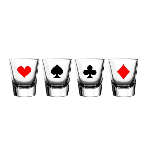 Sada 4 sklenic Vivas Shot Playing Card Symbol, 60 ml