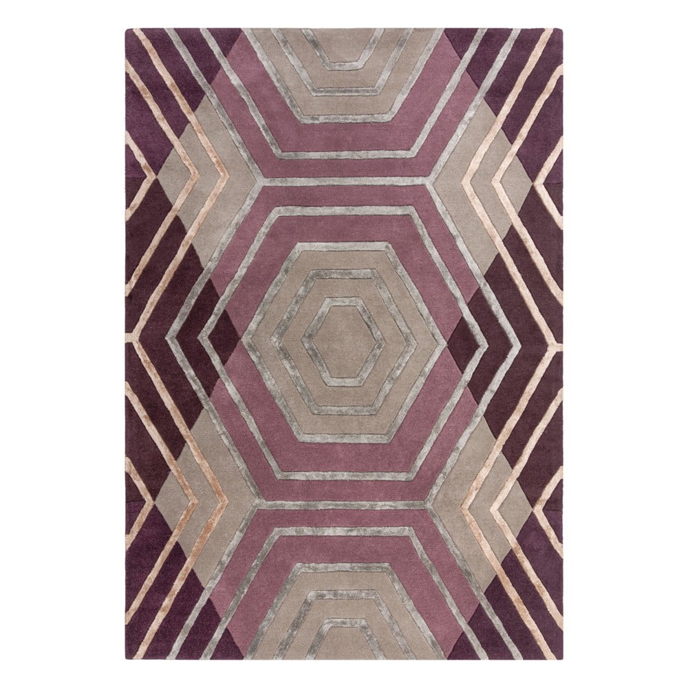 Fialový vlněný koberec Flair Rugs Harlow, 120 x 170 cm