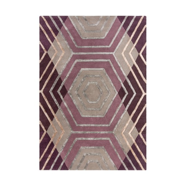 Fialový vlněný koberec Flair Rugs Harlow, 160 x 230 cm
