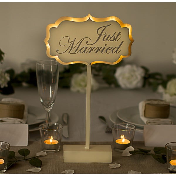 Svatební dekorace na stůl s LED světly Just Married