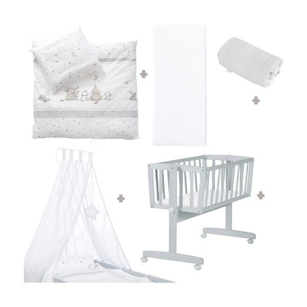 Šedá kolébka na kolečkách s nebesy 40x90 cm Strenenzauber – Roba-image-2