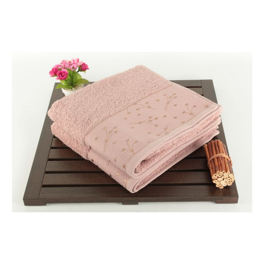Sada 2 světle růžových ručníků Tomur Dusty, 50 x 90 cm