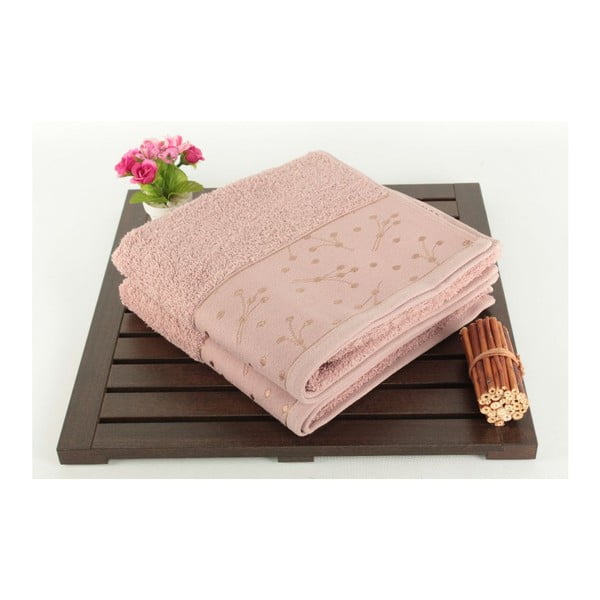 Sada 2 světle růžových ručníků Tomur Dusty, 50 x 90 cm