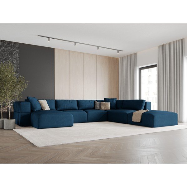 Modrá rohová pohovka do "U", pravý roh Esther – Milo Casa-image-1