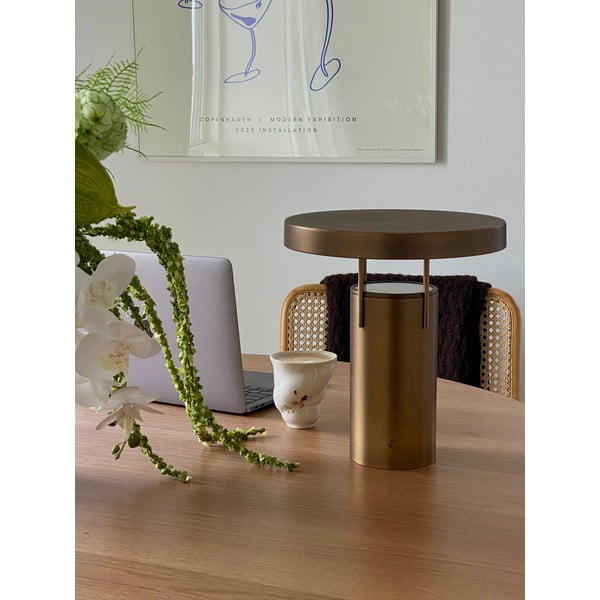 LED stmívatelná stolní lampa v bronzové barvě s kovovým stínidlem (výška 28 cm) BringMe – Hübsch-image-1