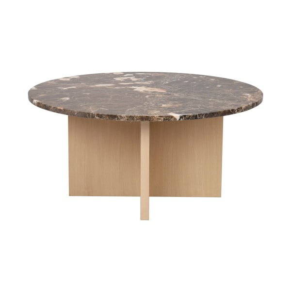 Hnědý mramorový kulatý konferenční stolek 90x90 cm Brooksville - Rowico-image-3