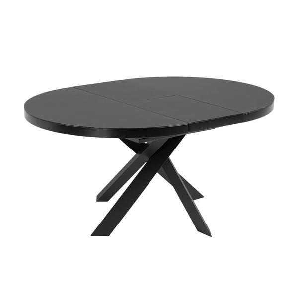 Černý kulatý rozkládací jídelní stůl se skleněnou deskou ø 160 cm Vashti – Kave Home-image-2