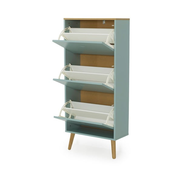 Zelený botník s nohami z dubového dřeva se 3 výkopy Tenzo Dot-image-3