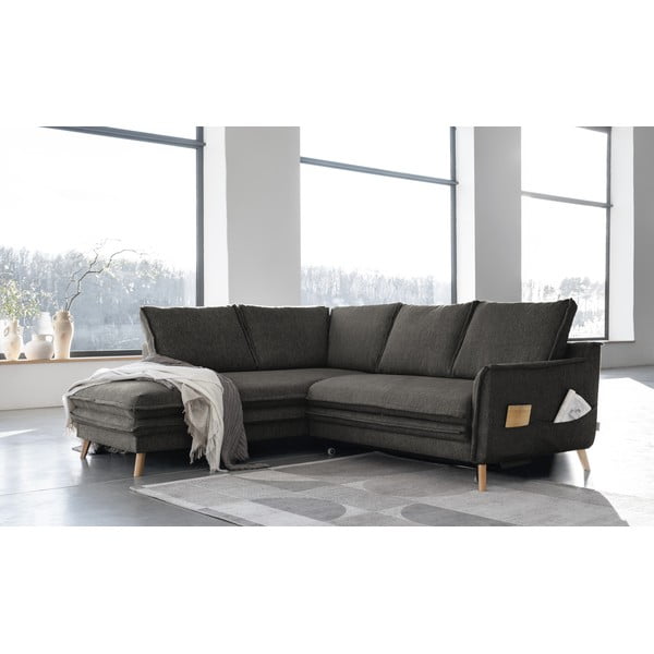 Tmavě šedá rozkládací rohová pohovka (levý roh) Charming Charlie – Miuform-image-3