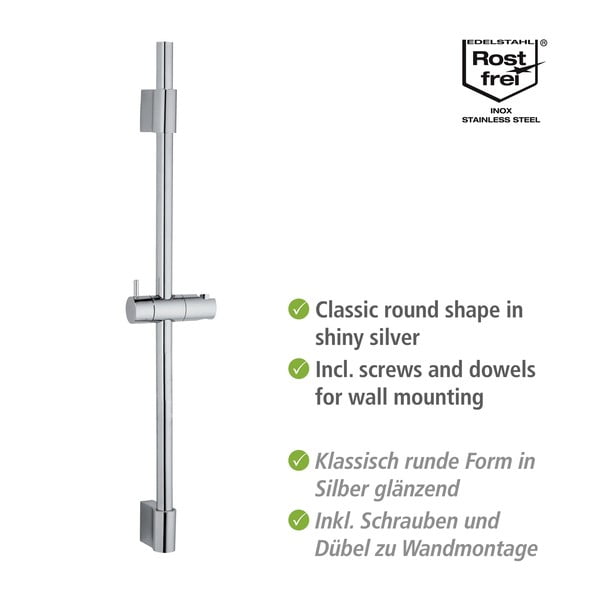 Nástěnná sprchová tyč z nerezové oceli v leskle stříbrné barvě 70 cm Classic – Wenko-image-2