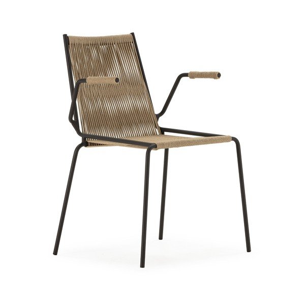 Béžové kovové jídelní židle v sadě 2 ks s područkami/stohovatelné Emily – Marckeric