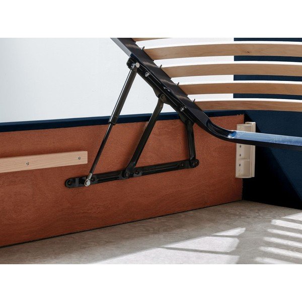 Tmavě modrá čalouněná dvoulůžková postel s úložným prostorem s roštem 160x200 cm Palmyre – Bobochic Paris-image-4