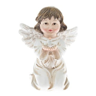 Bílá soška anděla s knihou Dakls, výška 10,5 cm