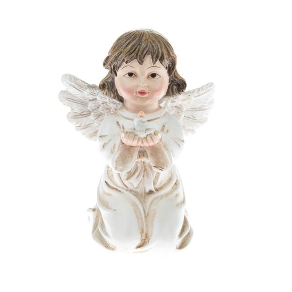 Bílá soška anděla s knihou Dakls, výška 10,5 cm