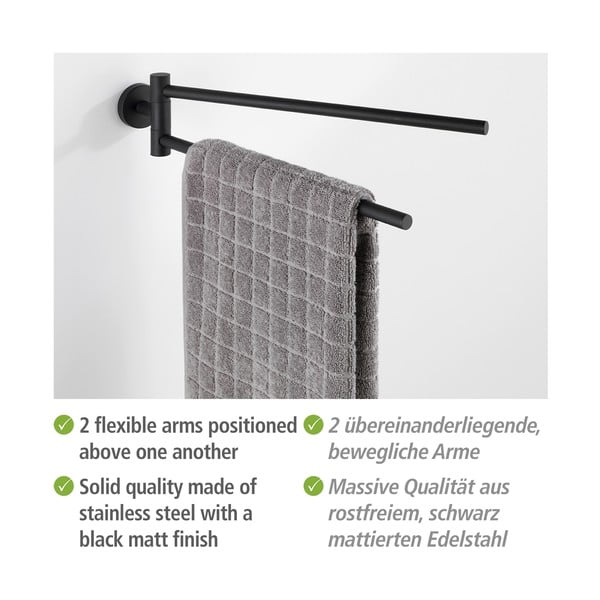 Matně černý samodržící držák na ručníky z nerezové oceli Bosio – Wenko-image-3