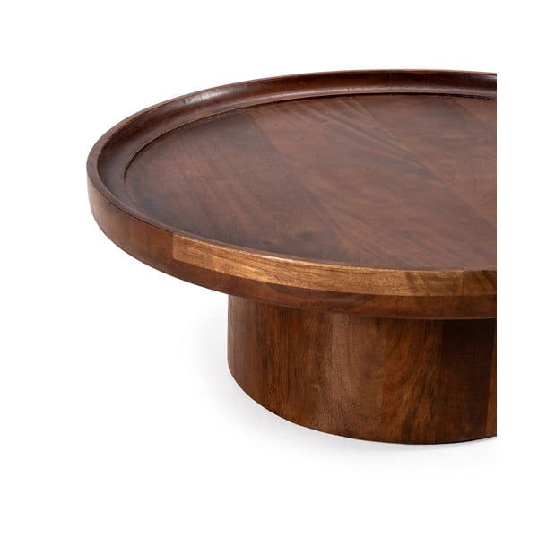 Tmavě hnědý kulatý konferenční stolek z mangového dřeva 80x80 cm Giselle – MOME-image-2