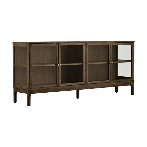 Tmavě hnědá vitrína v dekoru dubu 180x80x40 cm Zamora – House Nordic
