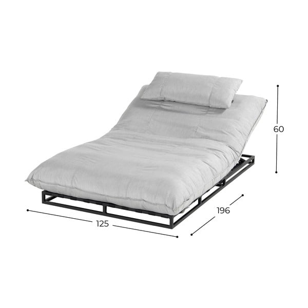 Světle šedé kovovo-polstrované zahradní lehátko Emma – Hartman-image-2