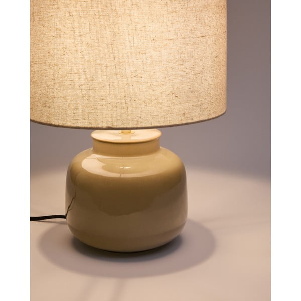 Béžová keramická stolní lampa s textilním stínidlem (výška 40 cm) Tay – Kave Home-image-2
