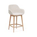 Béžová čalouněná barová židle s područkami (výška sedáku 66 cm) Konna – Kave Home