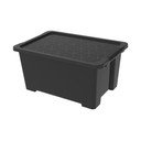 Leskle černý plastový úložný box s víkem Evo Easy - Rotho
