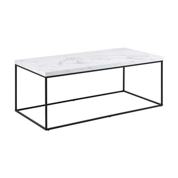 Bílý konferenční stolek s deskou v dekoru mramoru 55x110 cm Barossa – Actona-image-3