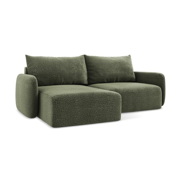 Zelená rozkládací/s úložným prostorem rohová pohovka (levý roh) Kalena – Makamii-image-1