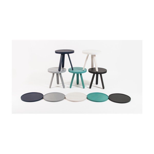 Modrý odkládací stolek z jasanového dřeva s podnosem Woodendot Batea S-image-3