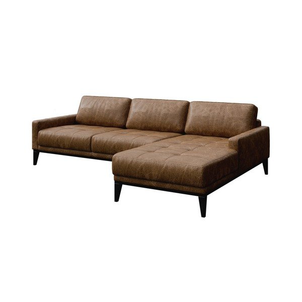 Koňakově hnědá kožená rohová pohovka MESONICA Musso Tufted, pravý roh-image-2