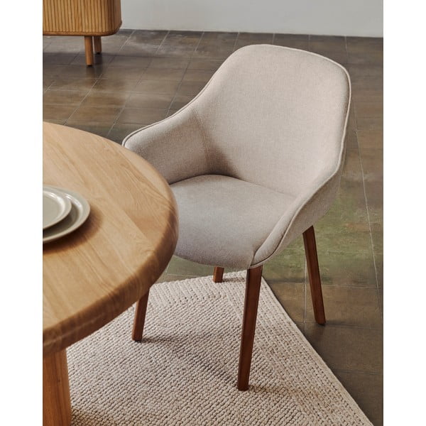 Béžové čalouněné jídelní křeslo Aleli – Kave Home-image-1