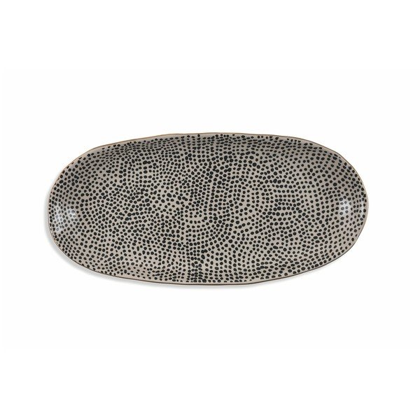 Černý oválný talíř z kameniny Villa d'Este Masai, délka 39 cm